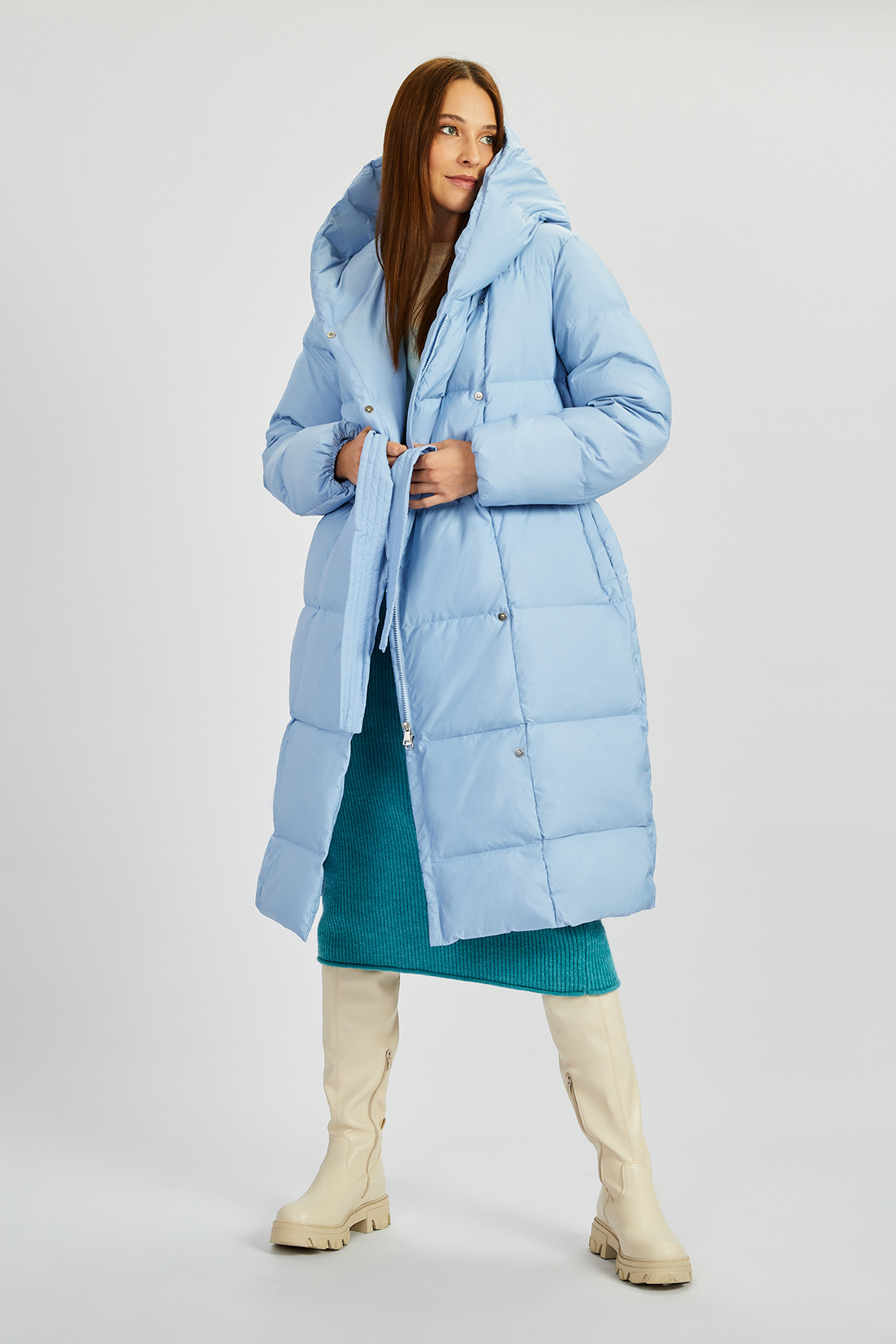 Пуховик-пальто женский Baon B0022551 голубой XL