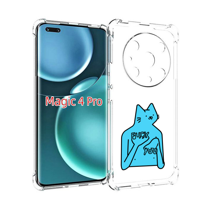 

Чехол MyPads голубой-кот-фак-ю для Honor Magic4 Pro, Прозрачный, Tocco