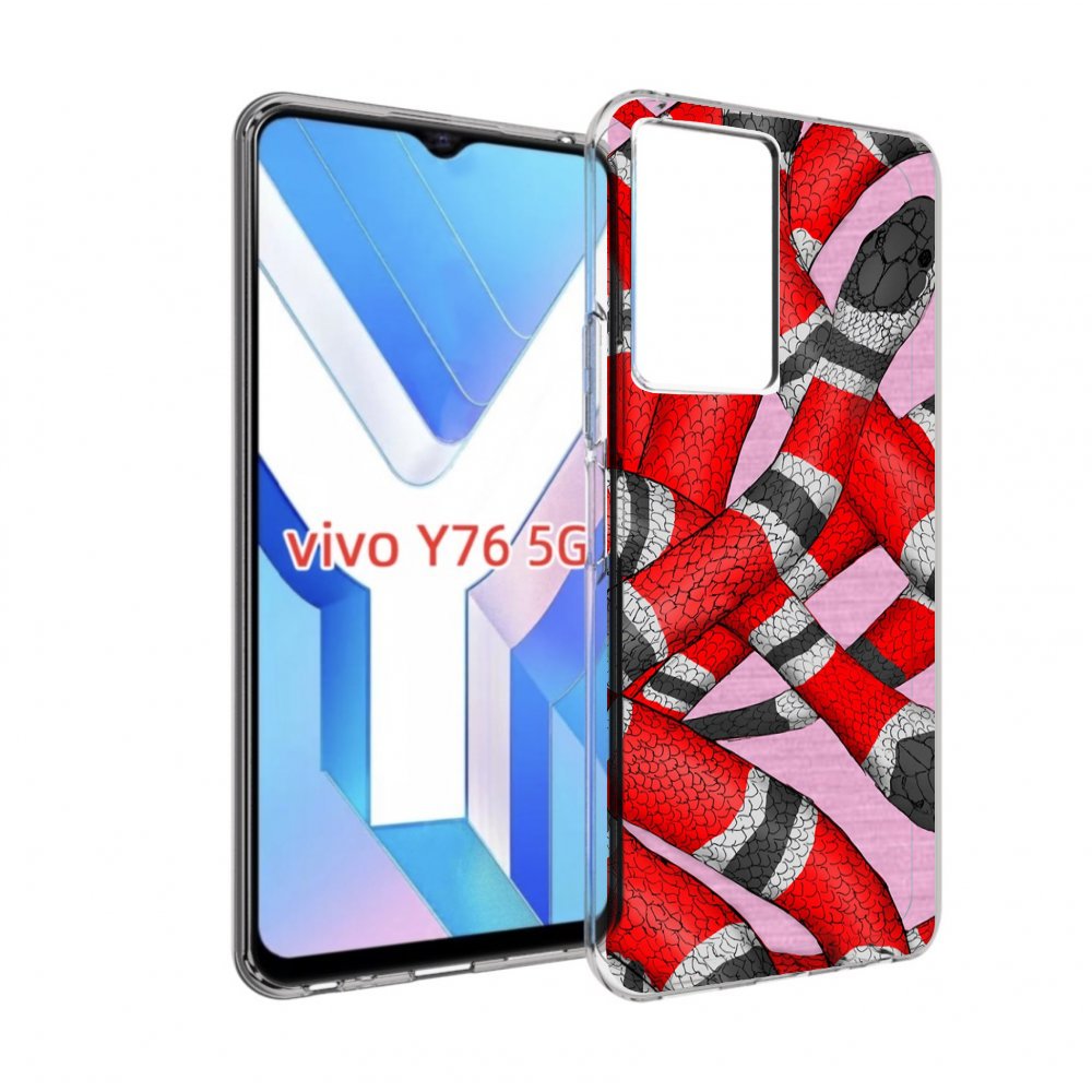 

Чехол MyPads змея-красно-черно-белый для Vivo Y76 5G, Прозрачный, Tocco