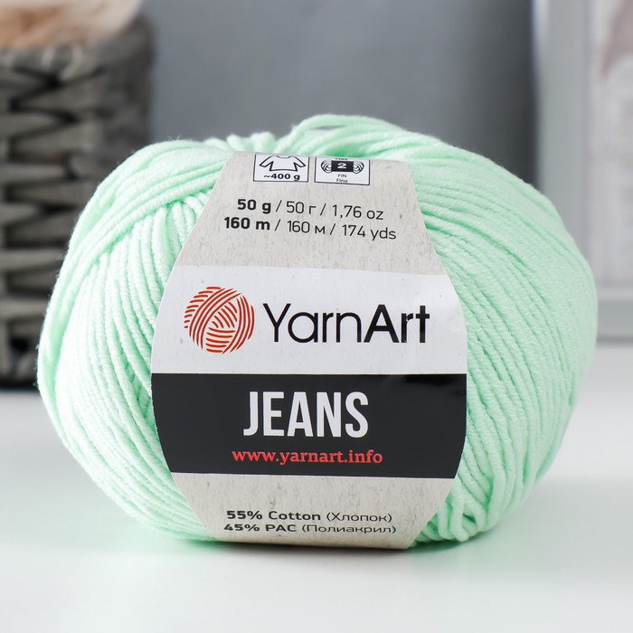 

Пряжа YarnArt "Jeans" 55% хлопок, 45% акрил 160 м, 1 шт, 50 г, 79 весна (9343838), Зеленый