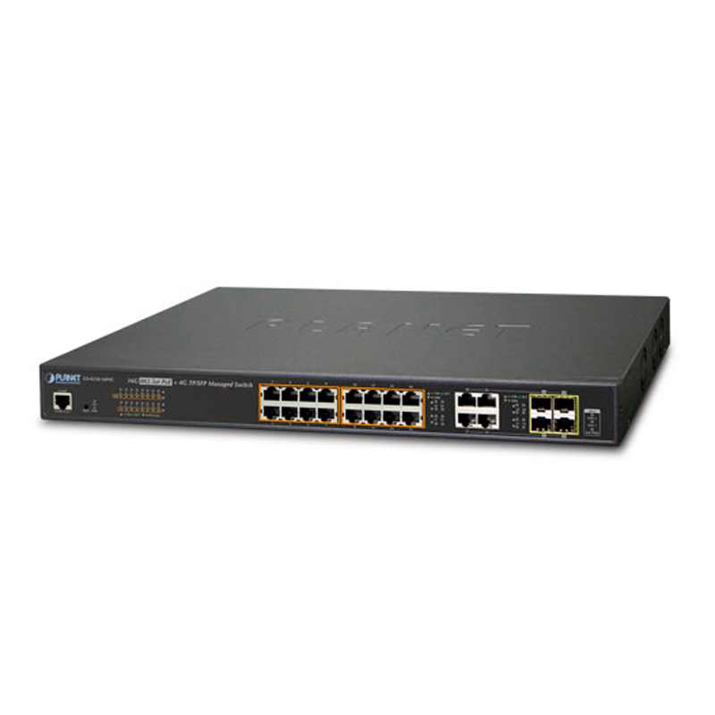 

коммутатор/ PLANET IPv6/IPv4, 16-Port Managed 802.3at POE+ Gigabit Ethernet Switch + 4-Por