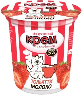

Творожный крем Тольяттимолоко с клубникой 5% 130 г бзмж