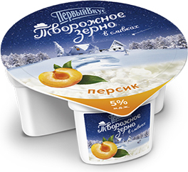 

Творожное зерно Первый вкус в сливках с персиком 5% 150 г бзмж