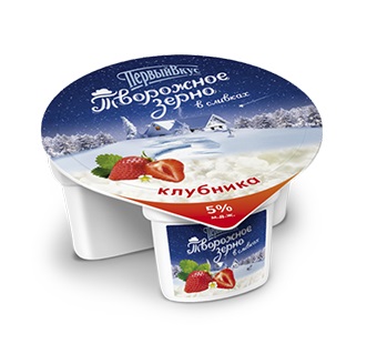 

Творожное зерно ПервыйВкус в сливках с клубникой БЗМЖ 5% 150 г