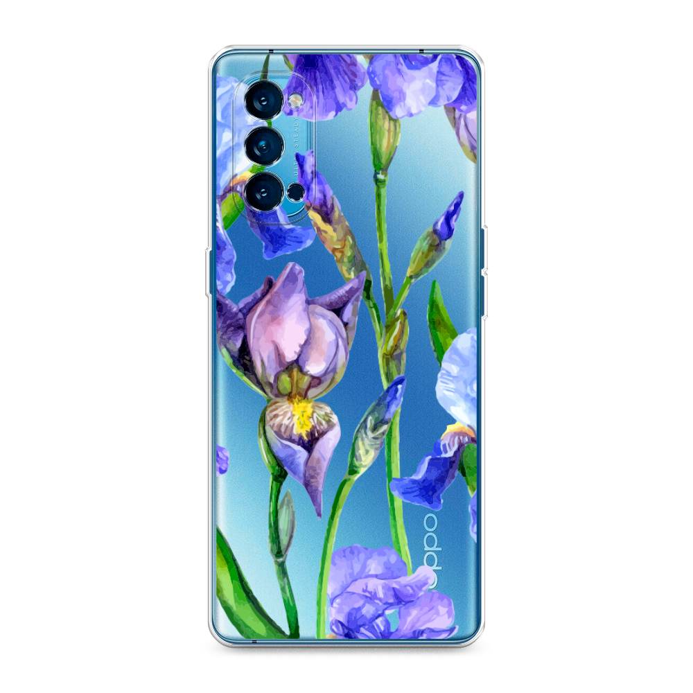 фото Силиконовый чехол "синие ирисы" на oppo reno 4 pro 5g awog