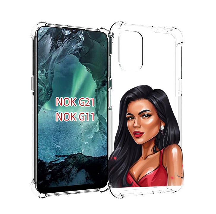 

Чехол Mypads Брюнетка-В-Красном-Платье Для Nokia G11/G21, Прозрачный, Tocco