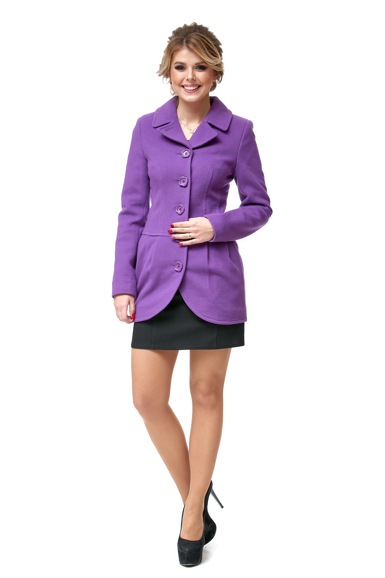 Пальто женское МОСМЕХА 8010479 фиолетовое 42 RU