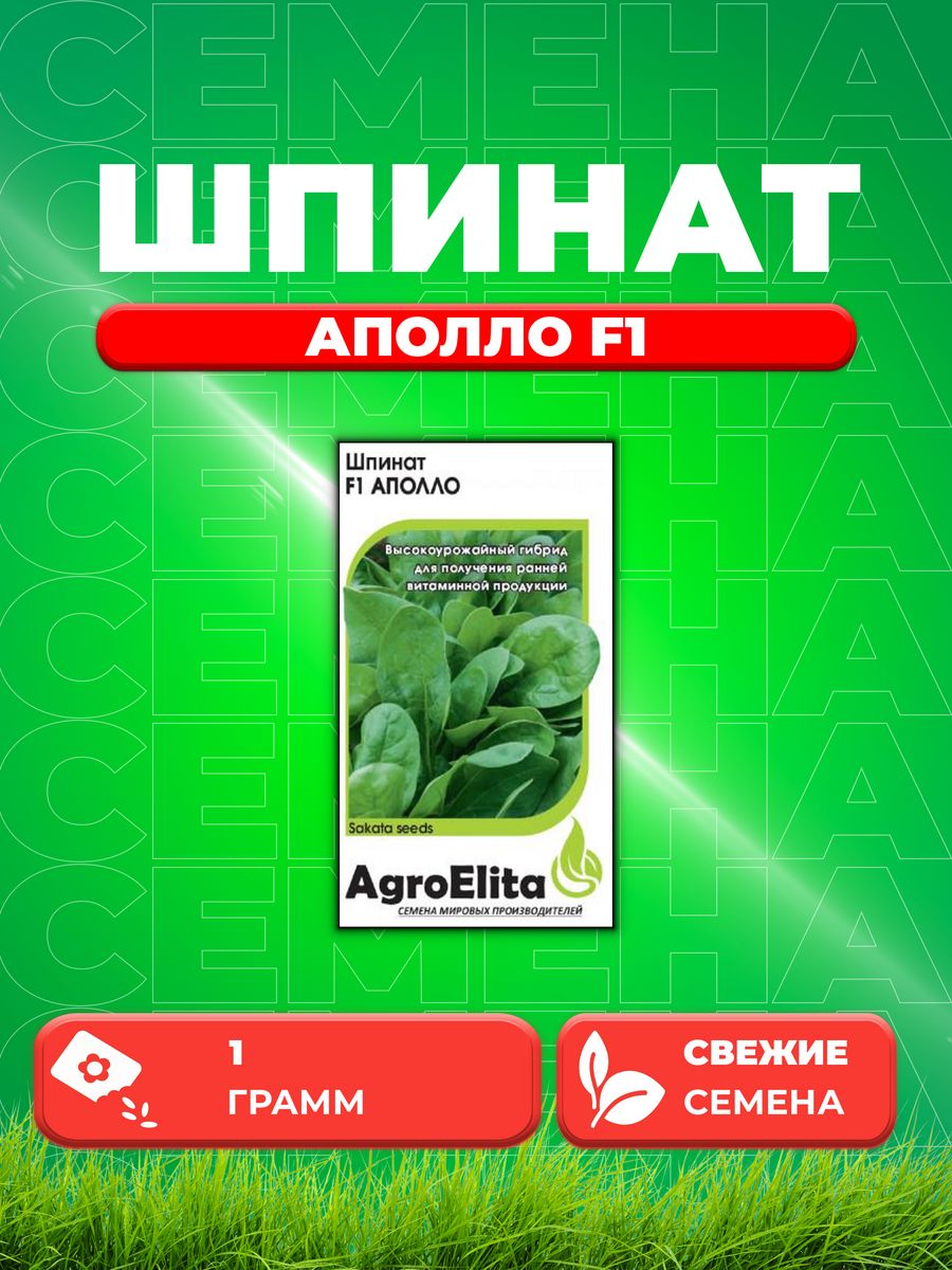 

Семена шпинат Аполло F1 AgroElita 10717781-1 1 уп.