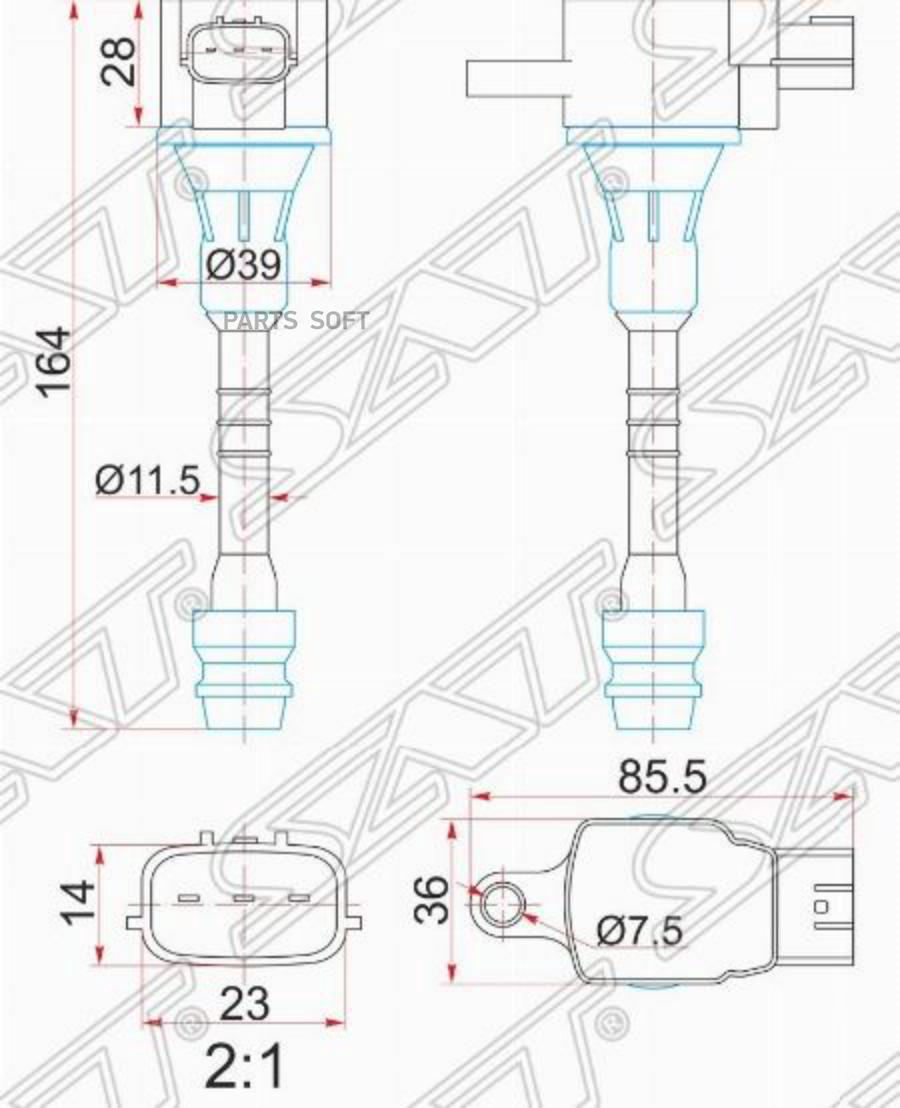 

SAT ST224486N015 Катушка зажигания NISSAN QG13DE/QG15DE/QG18DE/GA15DE 96-