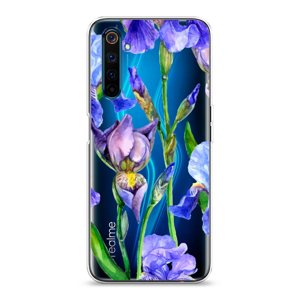 фото Силиконовый чехол "синие ирисы" на realme 6 pro awog
