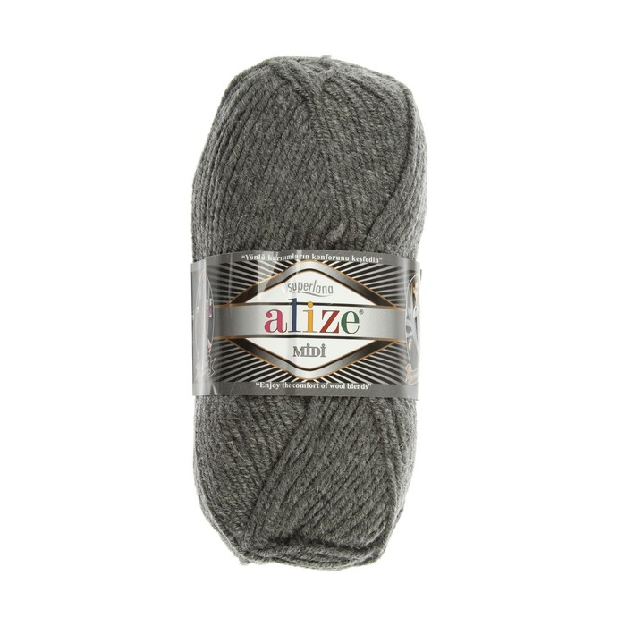 

Пряжа ALIZE "Superlana midi", 170 мх100 г, 182 средне-серый меланж