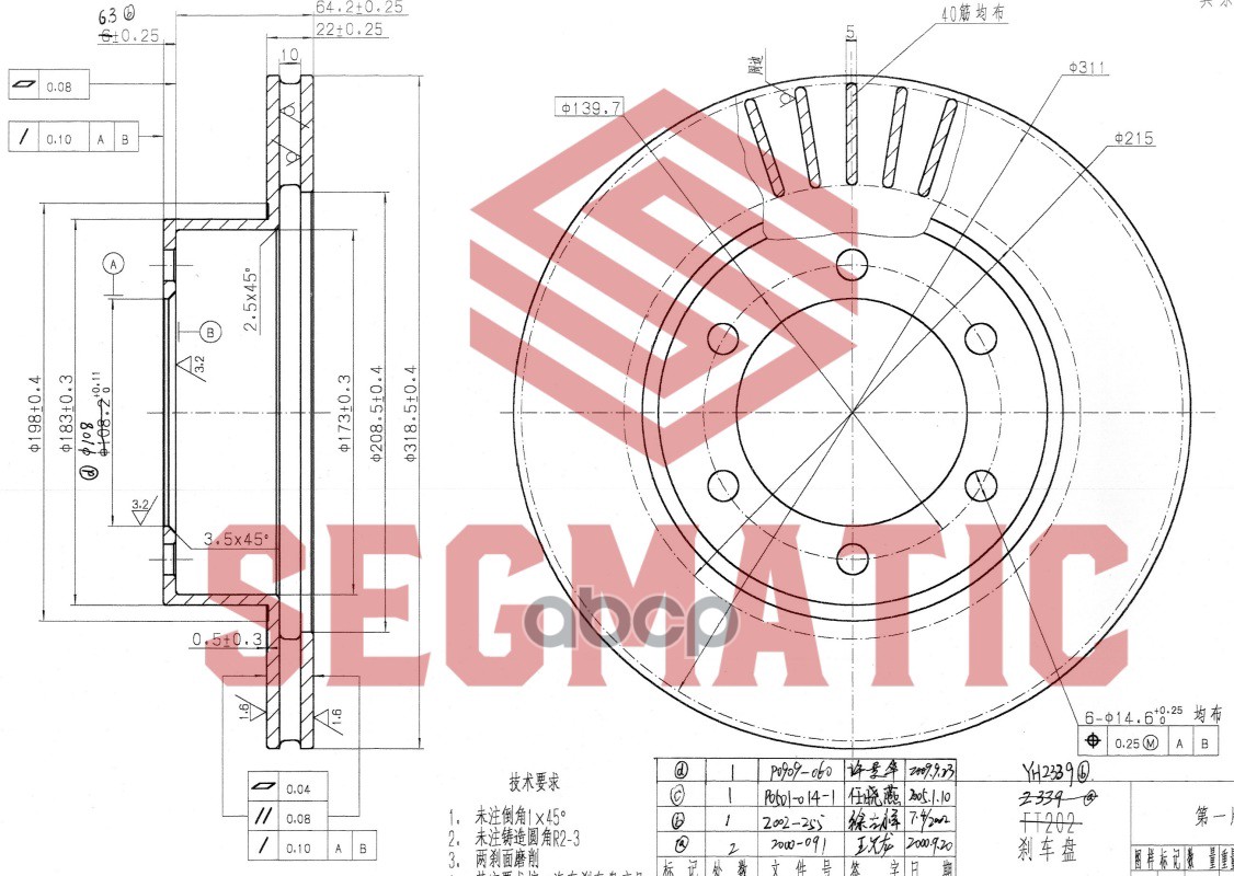 

Диск тормозной SEGMATIC SBD30093149