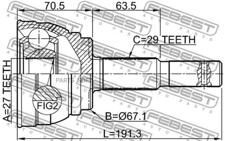 

ШРУС НАРУЖНЫЙ ЗАДНИЙ 27X65.3X29 подходит для NISSAN FX45/35 S50 2003.03-2008.06 [GL] 0210-