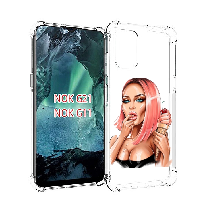 

Чехол Mypads Девушка-И-Мороженое Женский Для Nokia G11/G21, Прозрачный, Tocco