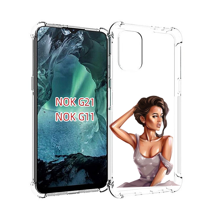 

Чехол Mypads Девушка-С-Прической Женский Для Nokia G11/G21, Прозрачный, Tocco