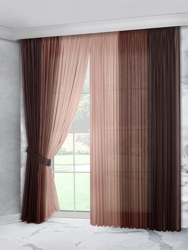 

Комплект тюля цветной Raccolto 285x240 см, 2шт., кофе, какао, бежевый, 60332