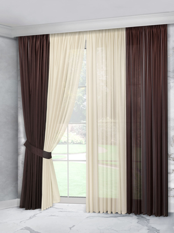 

Комплект тюля цветной Raccolto 285x240 см, 2шт., кофе, слоновая кость, 60332