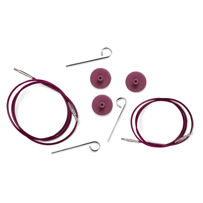 Тросик для съемных спиц Knit Pro, длина 94см (в сборе 120см) фиолетовый, арт.10504