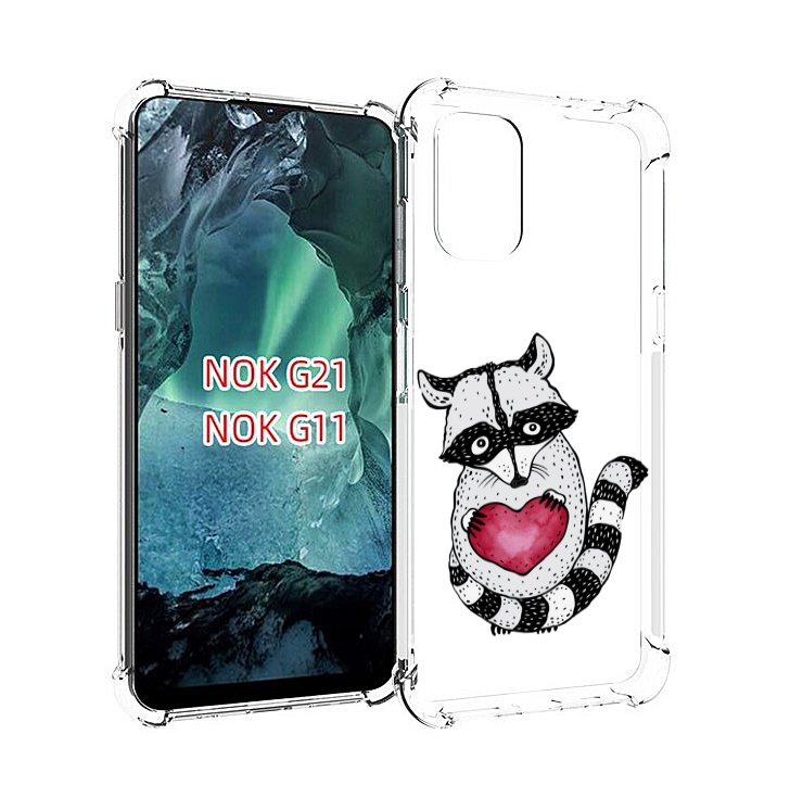

Чехол Mypads Енот С Сердечком Для Nokia G11/G21, Прозрачный, Tocco