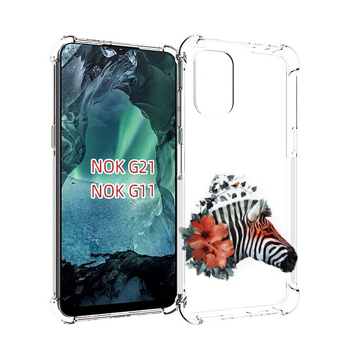 

Чехол Mypads Зебра С Цветами Для Nokia G11/G21, Прозрачный, Tocco