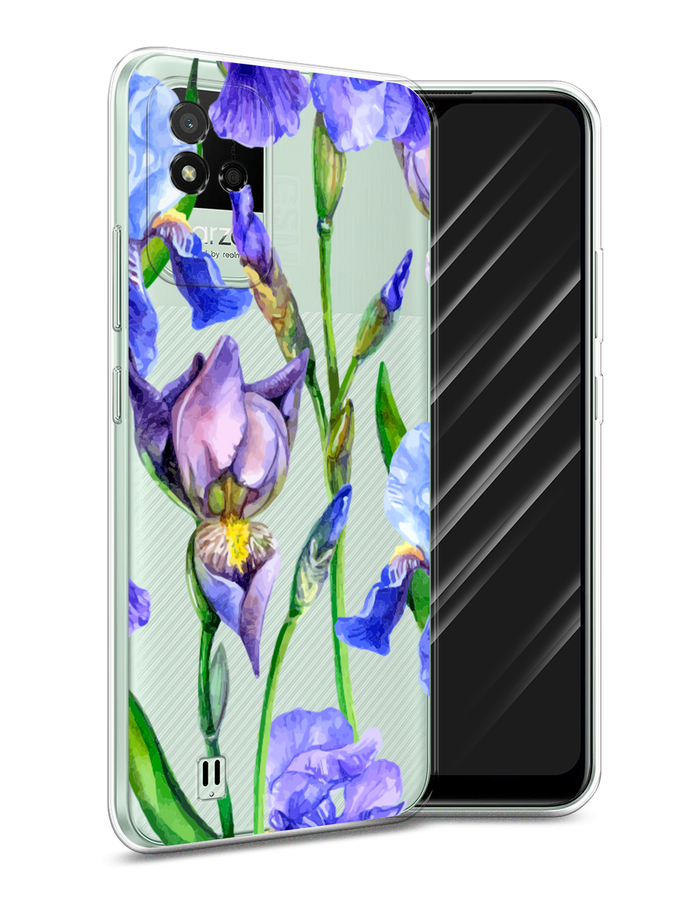 

Чехол Awog на Realme Narzo 50i "Синие ирисы", Разноцветный, 2510050-8