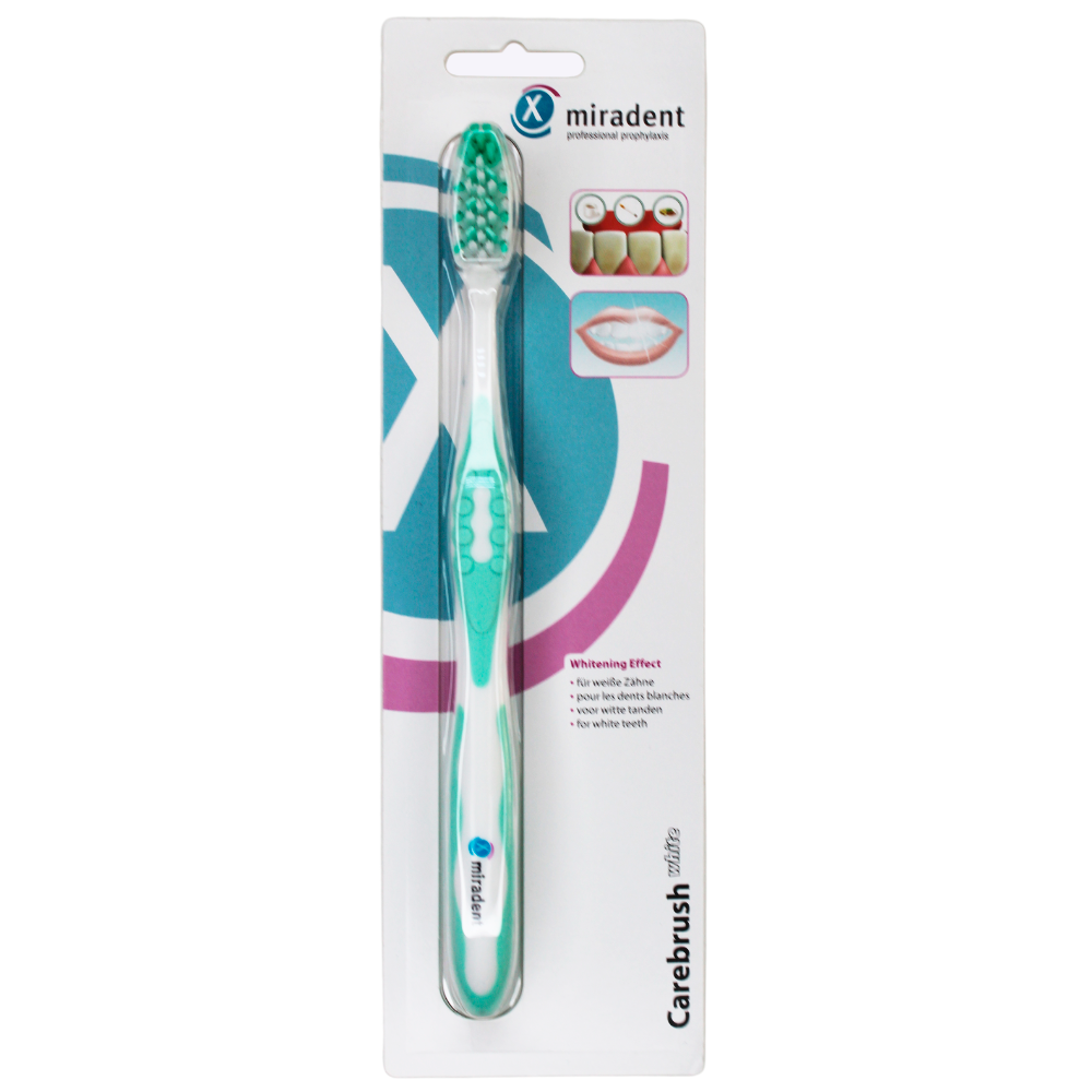 Зубная щетка Miradent Carebrush White medium, мятная