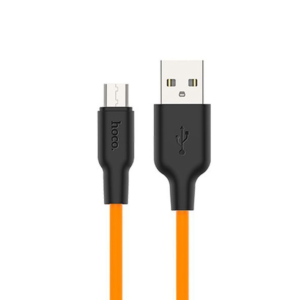 фото Кабель usb micro usb hoco x21 plus 1m 2.4a черно-оранжевый