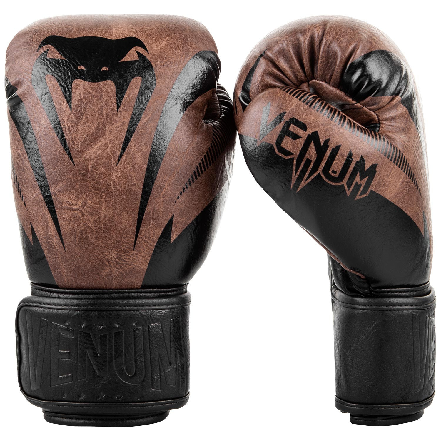 фото Перчатки боксерские venum impact black/brown 16 oz