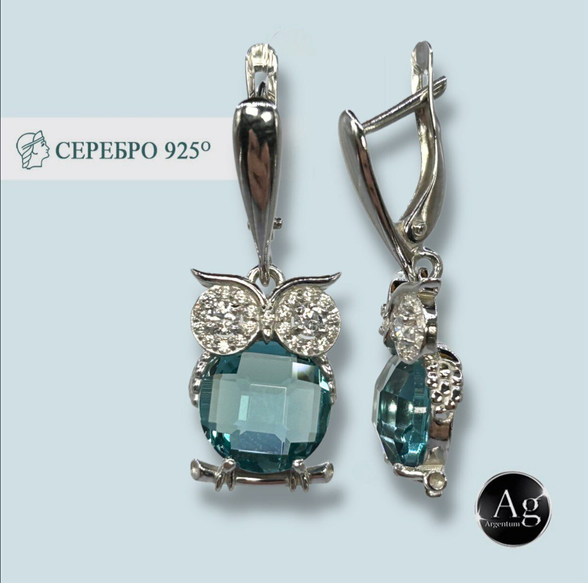

Серьги из серебра Argentum Z2-10923, стекло ювелирное, Z2-10923