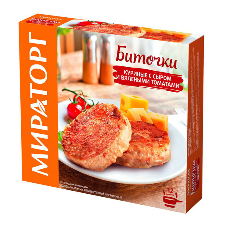 

Биточки куриные Мираторг с сыром и вялеными томатами замороженные 300 г