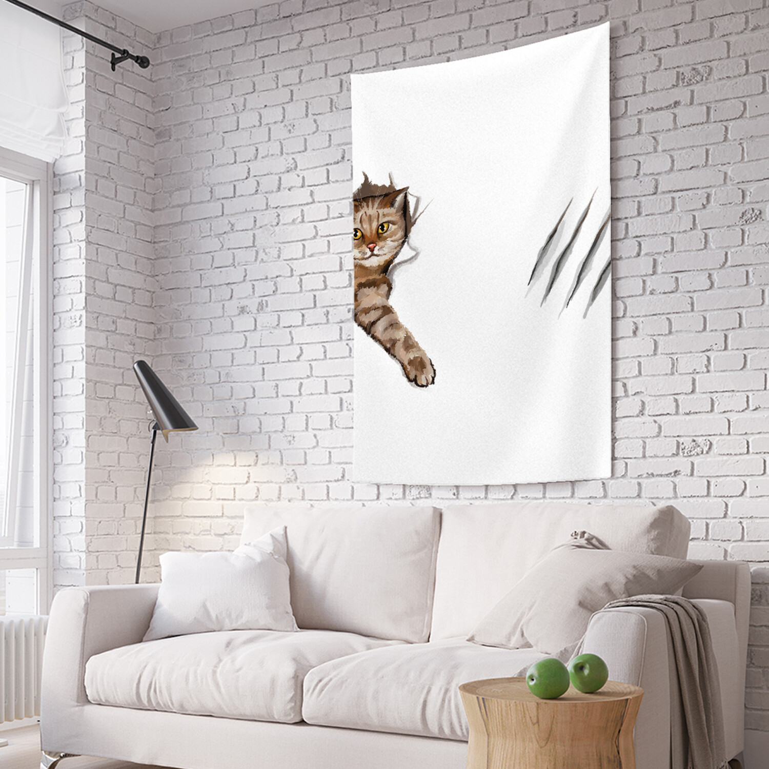 

Фотопанно вертикальное на стену JoyArty Кот и царапина 150x200 см, Кот и царапина