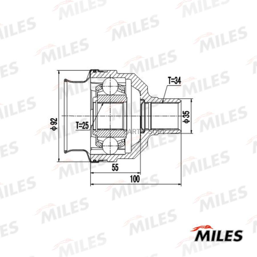 

Шрус Внутренний Opel Vectra/Saab 900 2.0/2.3 89-98 (Gkn 302254) Ga10024 Miles арт. GA10024