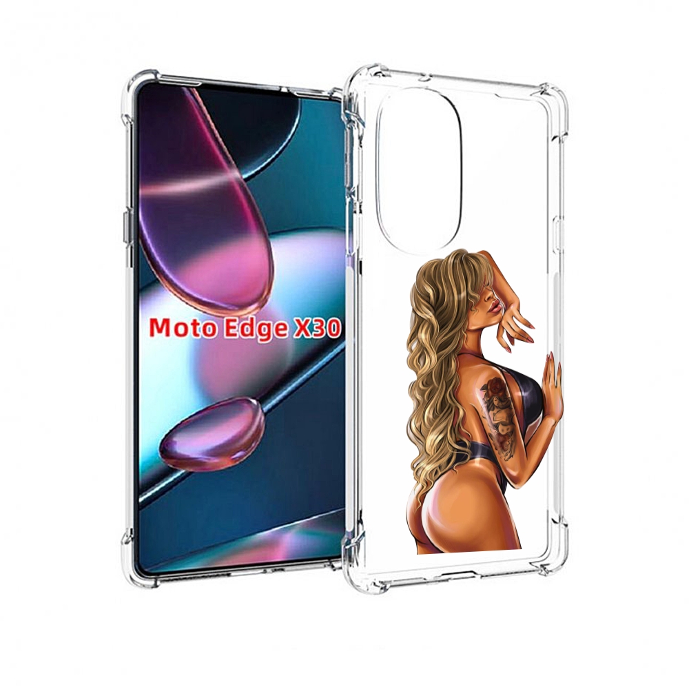 

Чехол MyPads девушка-в-черном-кожаном-купальнике женский для Motorola Moto Edge X30, Прозрачный, Tocco