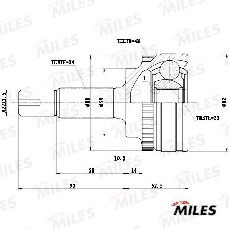

ШРУС TOYOTA YARIS I/VERSO 1.3-1.5VVTI 99-05 наружн. +ABS GA20642 Miles ga20642