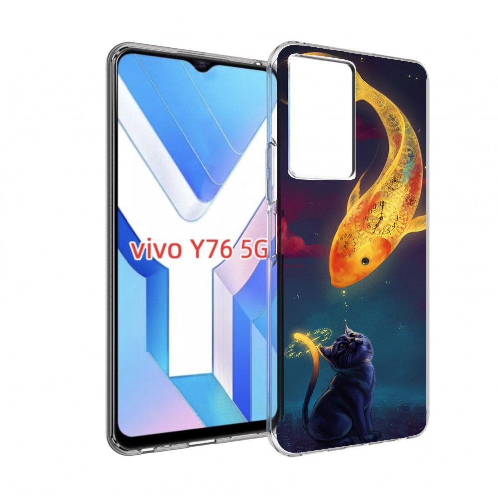 

Чехол MyPads золотая-рыбка-часовая для Vivo Y76 5G, Прозрачный, Tocco