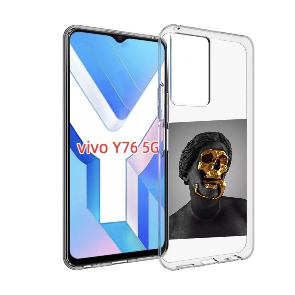 

Чехол MyPads золотой череп в статуе для Vivo Y76 5G, Прозрачный, Tocco