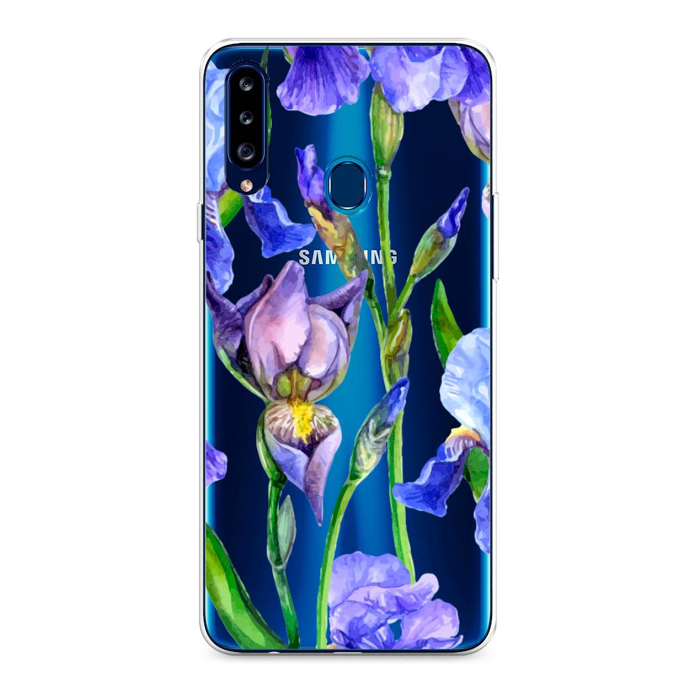 фото Силиконовый чехол "синие ирисы" на samsung galaxy a20s awog