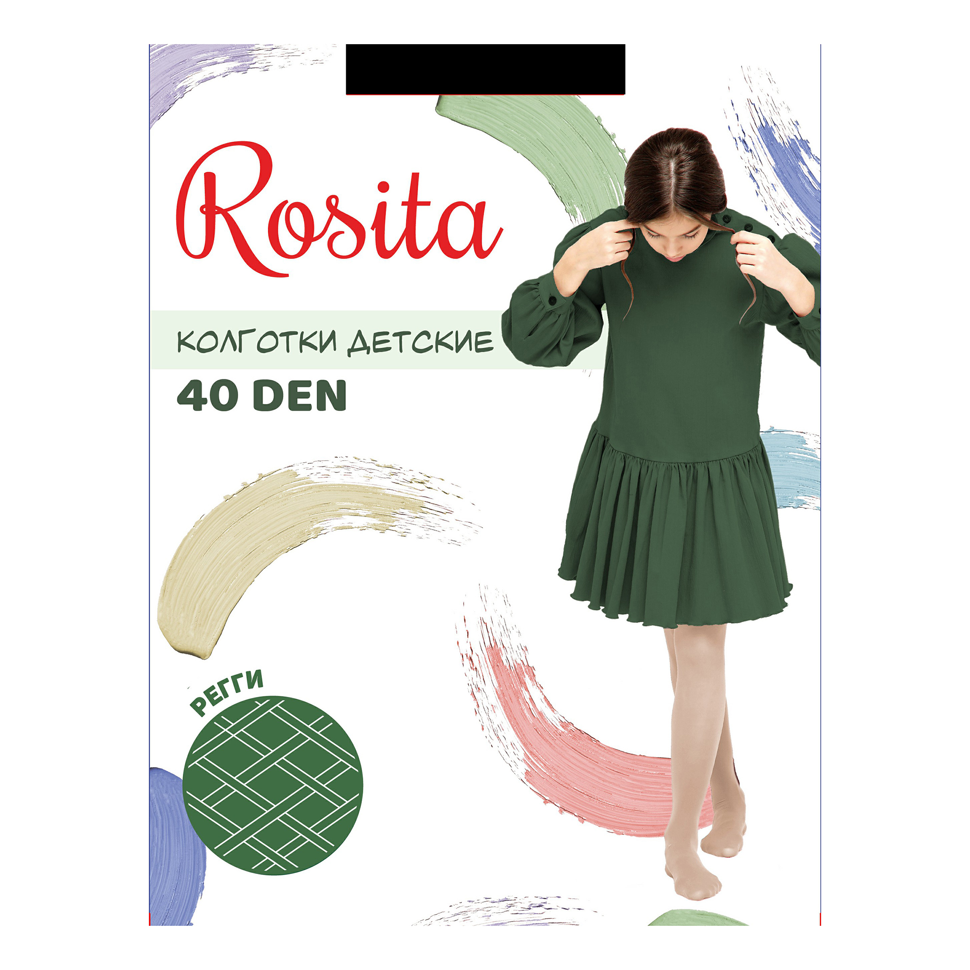 

Колготки для девочек Rosita Регги 40 den полиамид белые р 8-10, Белый