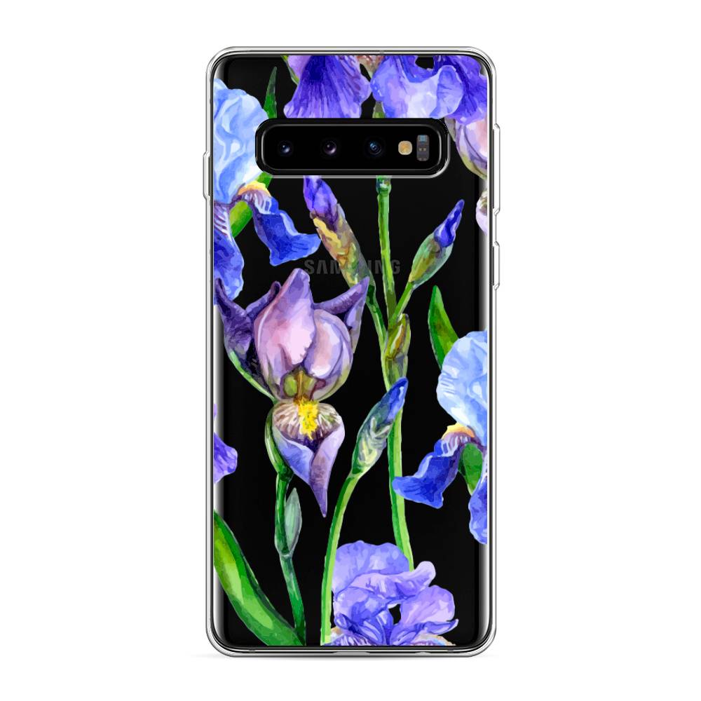 фото Силиконовый чехол "синие ирисы" на samsung galaxy s10 awog