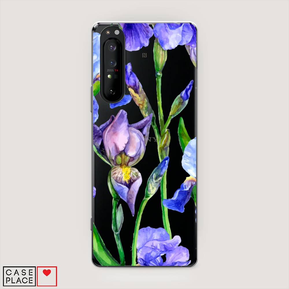 фото Силиконовый чехол "синие ирисы" на sony xperia 1 ii awog