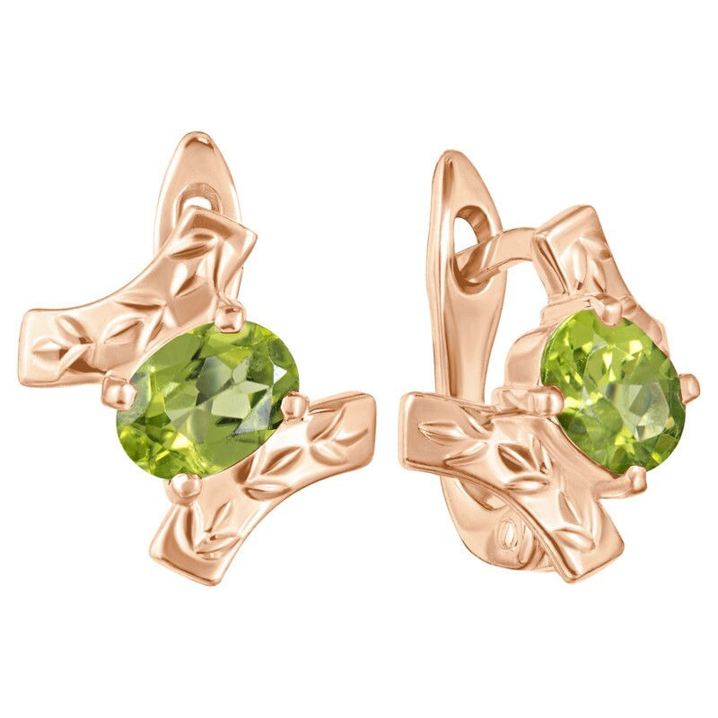 

Серьги из серебра с хризолитом LAZURIT-ONLINE 8127RG, 8127RG