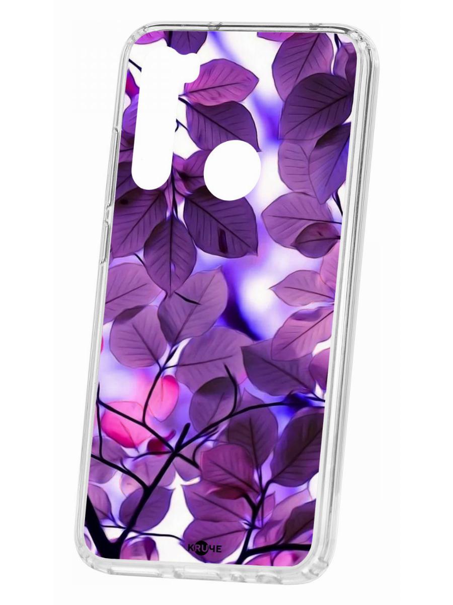 фото Чехол на redmi note 8 kruche print purple leaves,противоударный бампер,с защитой камеры кruче