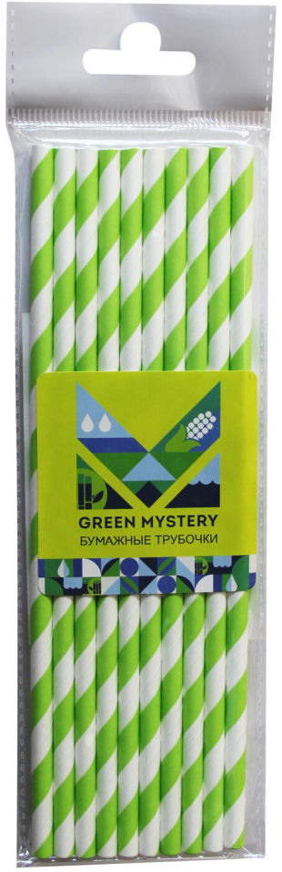 

Трубочки бумажные Green Mystery Лиана 10шт 19.5см, Белый;зеленый