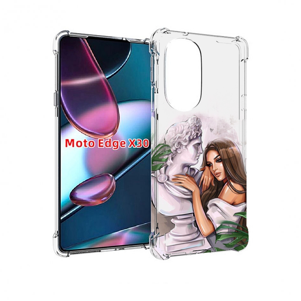 

Чехол MyPads девушка-модель-со-статуей женский для Motorola Moto Edge X30, Прозрачный, Tocco