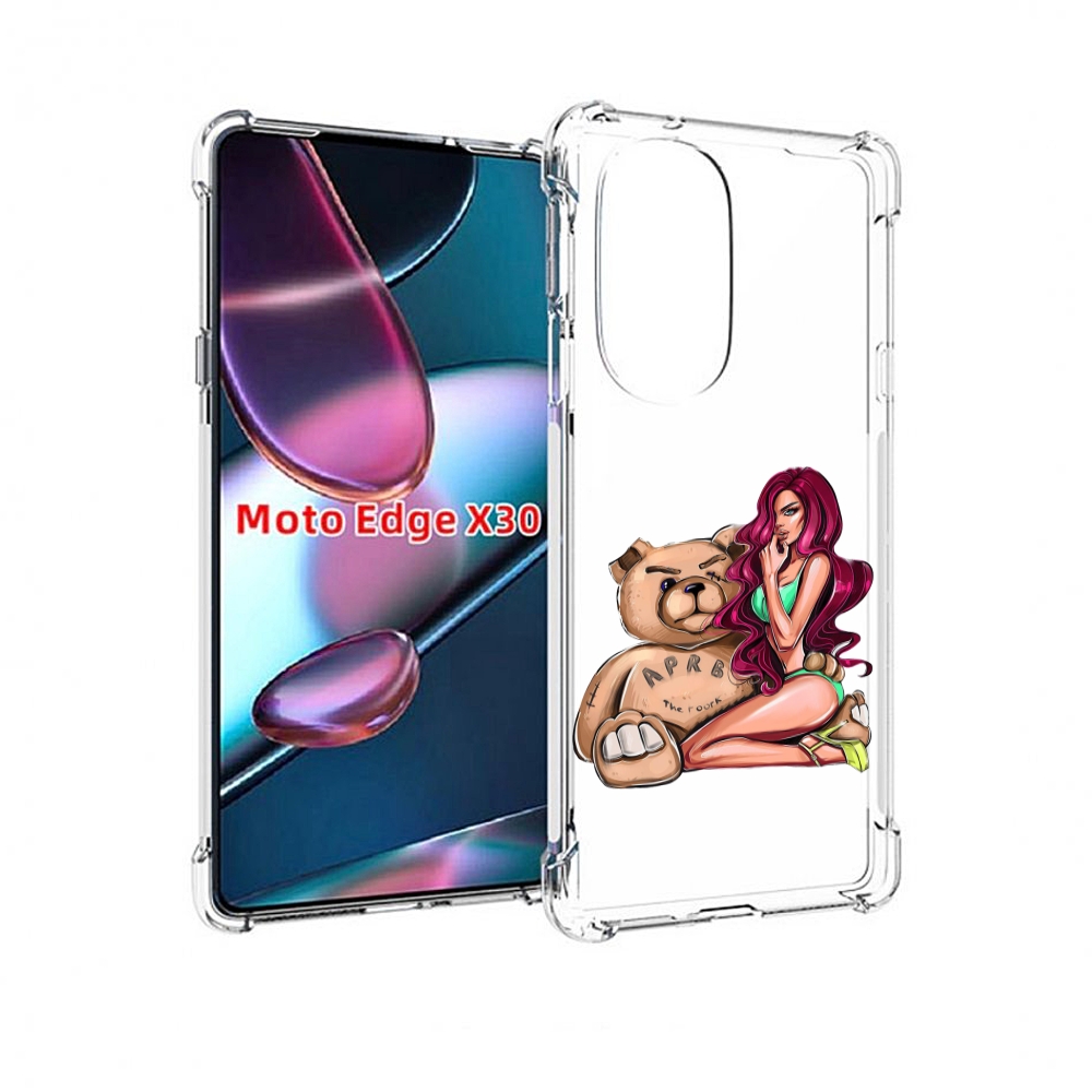 

Чехол MyPads девушка-с-большим-плюшевым-мишкой для Motorola Moto Edge X30, Прозрачный, Tocco