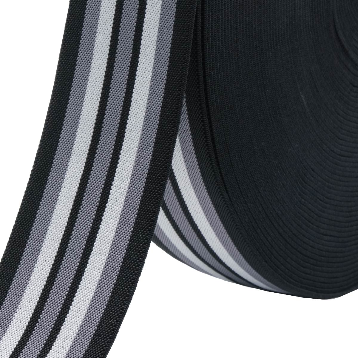 

Тесьма эластичная АЙРИС, 50 мм*25 м, чёрный-серый-белый, Черный;белый;серый