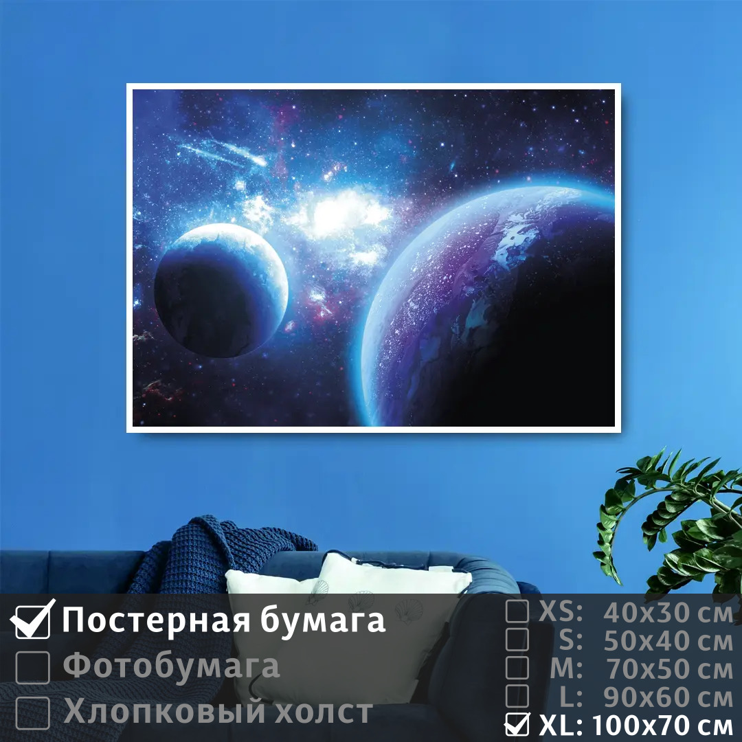 

Постер на стену ПолиЦентр Планеты в космической галактике 100х70 см, ПланетыВКосмическойГалактике1