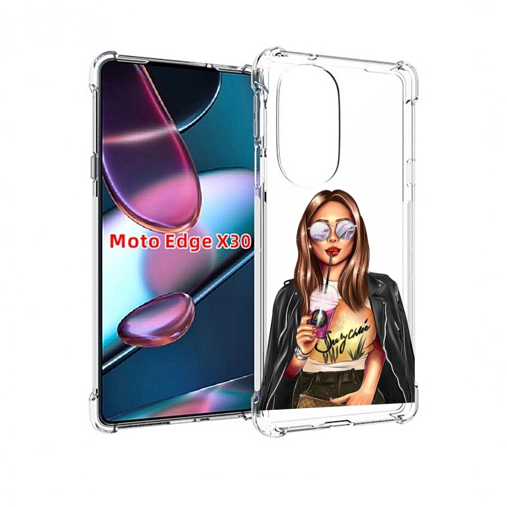 

Чехол MyPads девушка-с-фиолетовым-коктейлем женский для Motorola Moto Edge X30, Прозрачный, Tocco