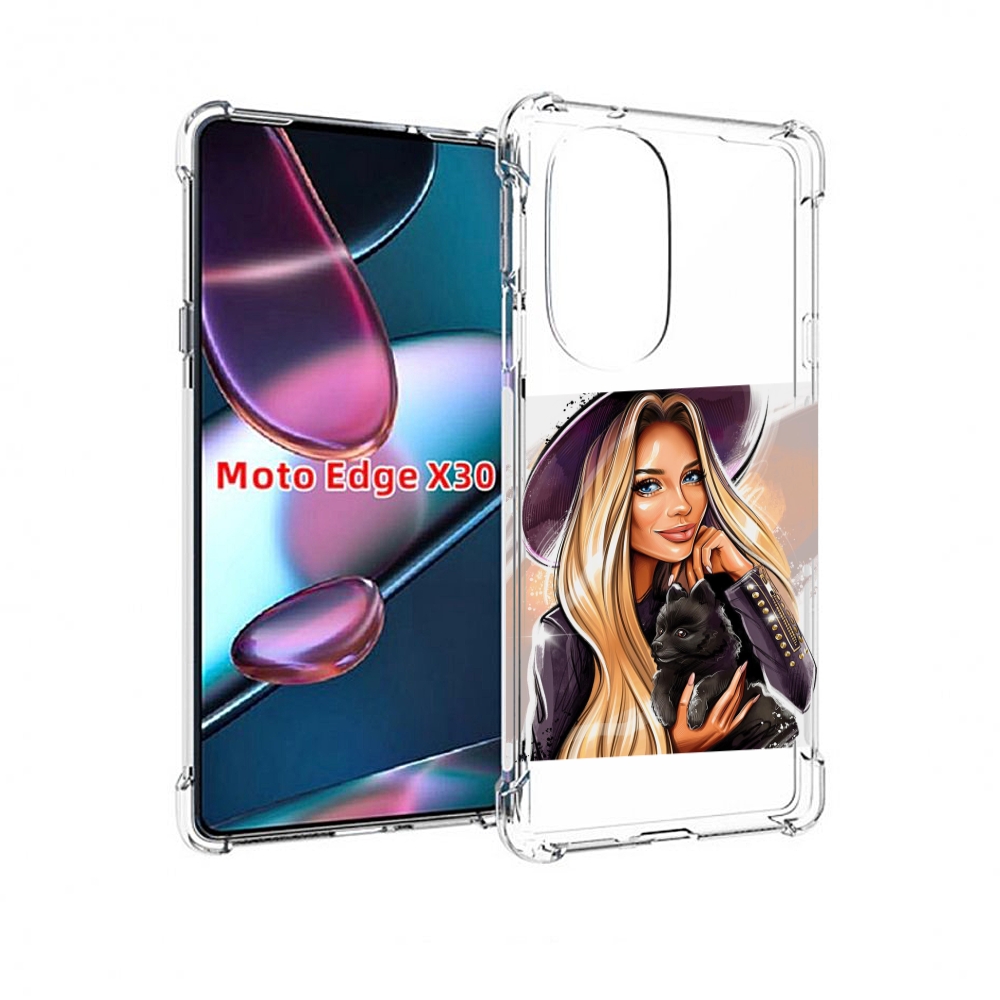 

Чехол MyPads девушка-с-черным-щенком женский для Motorola Moto Edge X30, Прозрачный, Tocco