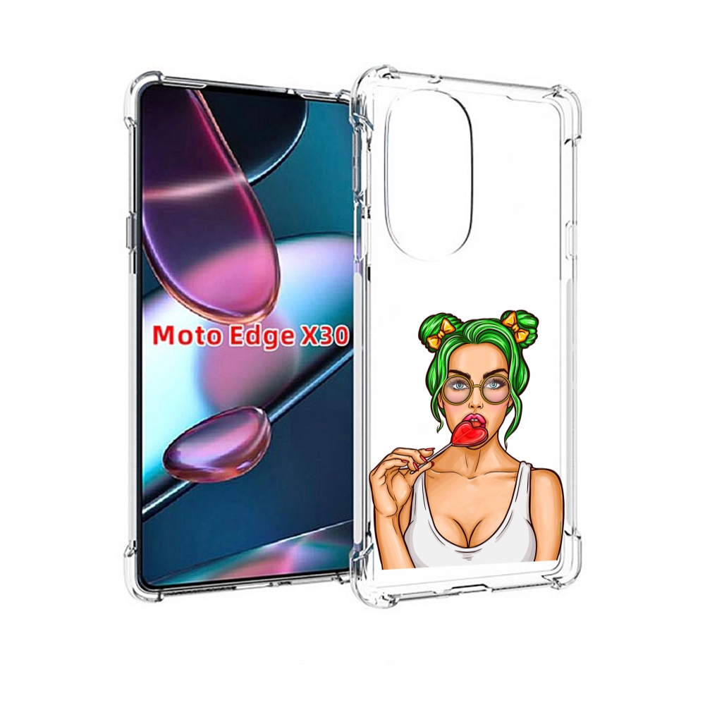 

Чехол MyPads девушка-с-чупачупсом-в-виде-сердца женский для Motorola Moto Edge X30, Прозрачный, Tocco